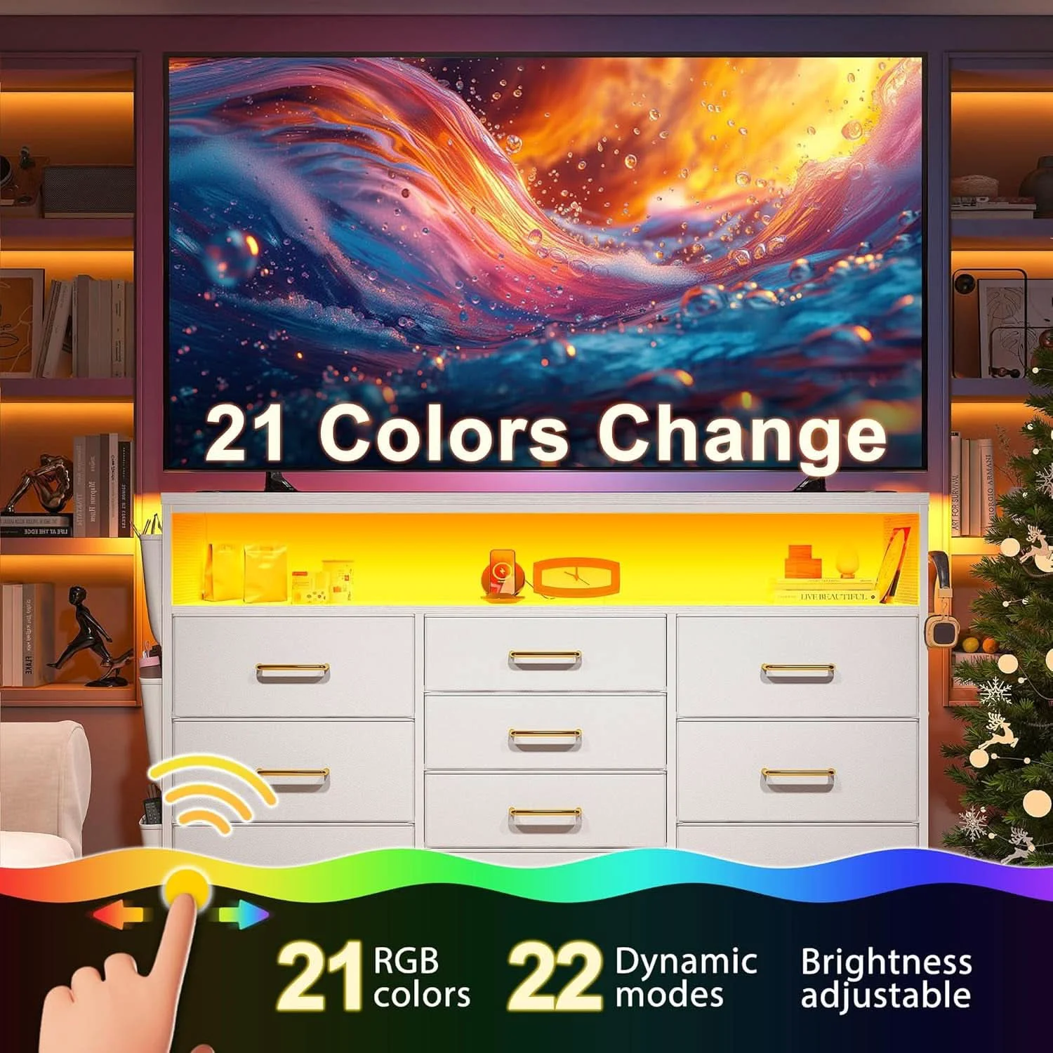 Next-Generation Sturdy Dresser TV Stand For 55 Inch TV With 10 Drawers Quality