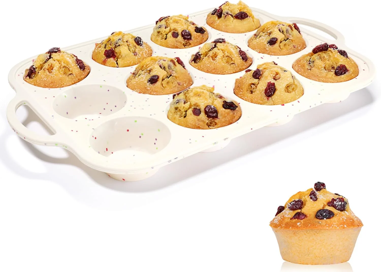 Practical Silicone Muffin Pan Metal Reinforced Frame Regular Size 2.8 Inch Cupcake Pan with Handle 12 Cups Nonstick Muffin Tray for Baking BPA 1 Pack Prestigious