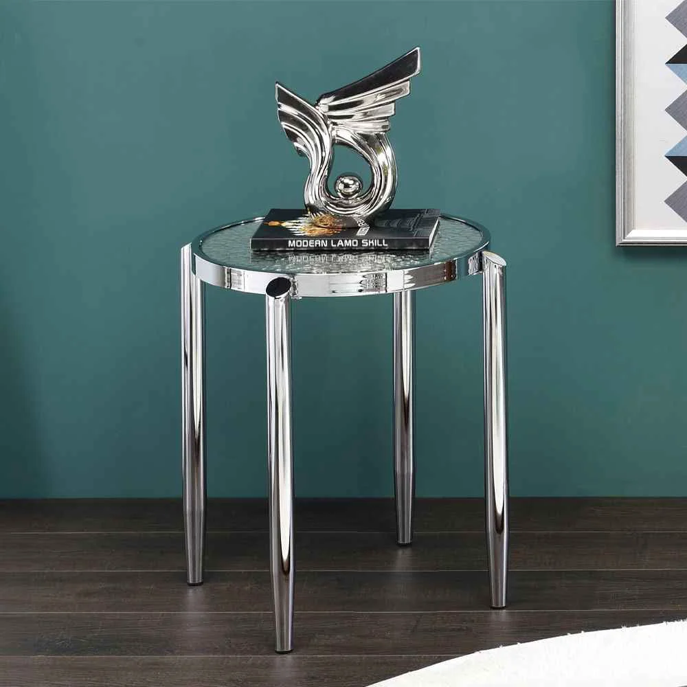 Dependable Abbe – End Table – Glass Chrome Top-Quality