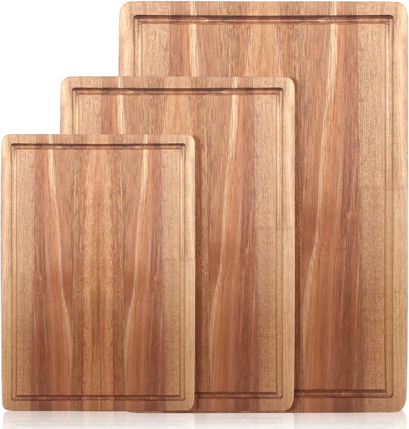 Sophisticated Solid Wooden Cutting Board Set of 3 Acacia Wood Charcuterie Board Set Meat Hardwood Chopping Board Butcher Blocks Non Toxic Maple Large Cutting Innovative