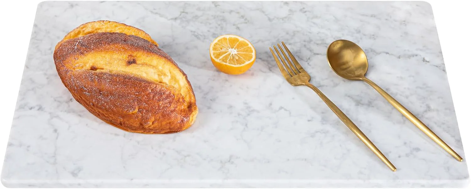 Fast Carrara White Marble Cutting Board 12×20 Inch Marble Pastry Board ﻿Natural Marble Slab Non-slip Feet Stay Cool for Dough Butter I for Pastry Cheese Charcuterie Pizza Bread Reliable