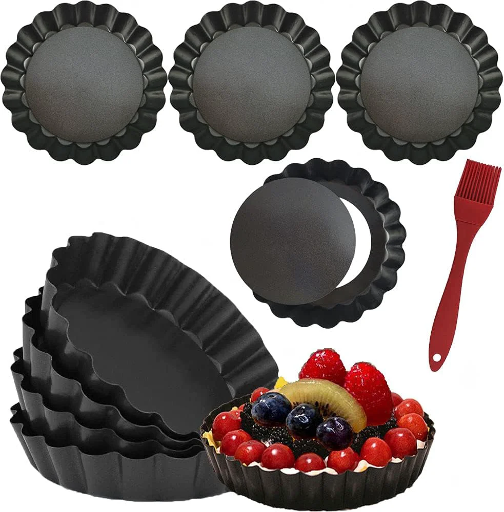 High-Grade Datanya 8 Pack Mini Tart Pans 4 Inch with Removable Bottom Round Nonstick Quiche Pan Heavy Duty Fluted Side for Pies Mousse Cakes Fashionable