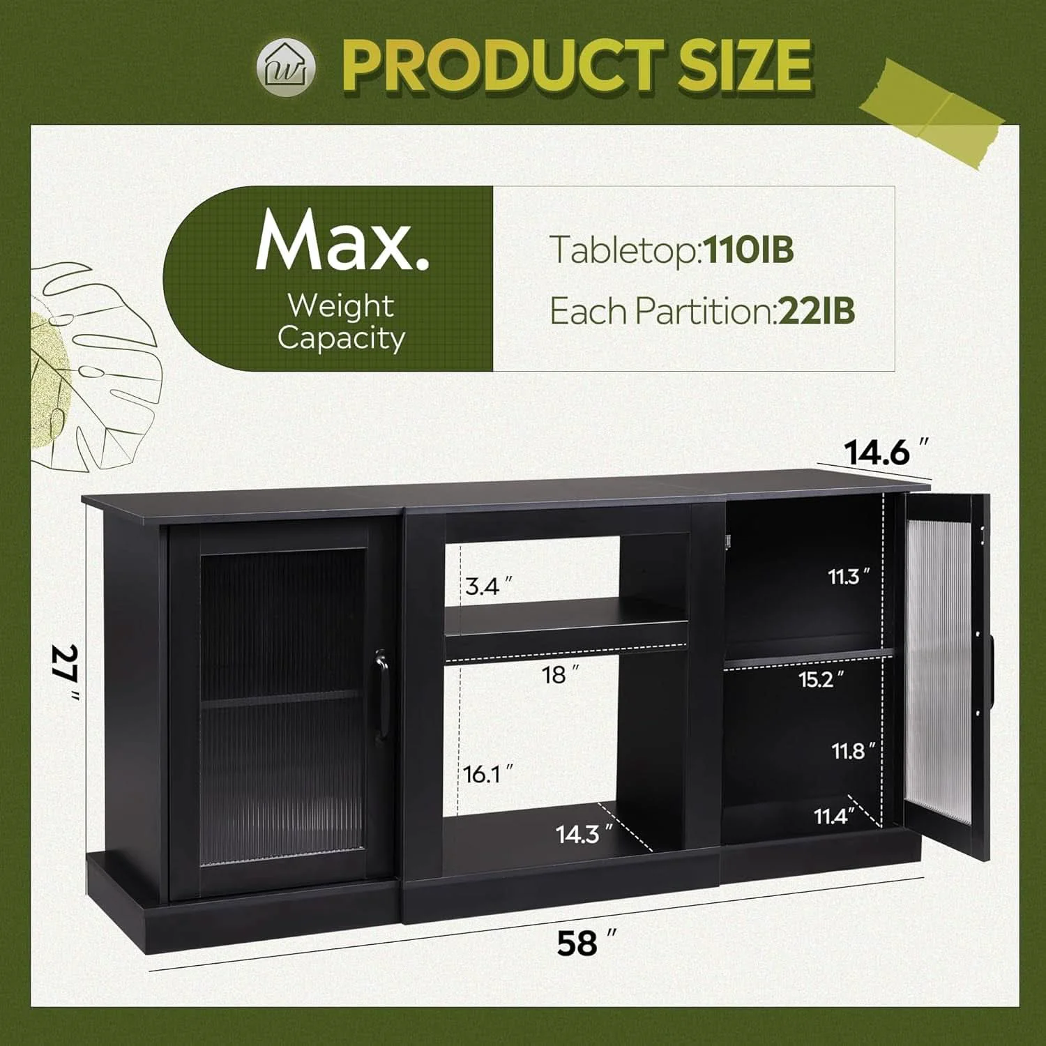 Exceptional Retro TV Stand For 65 Inch TV With Storage And Open Shelves Black World-Class