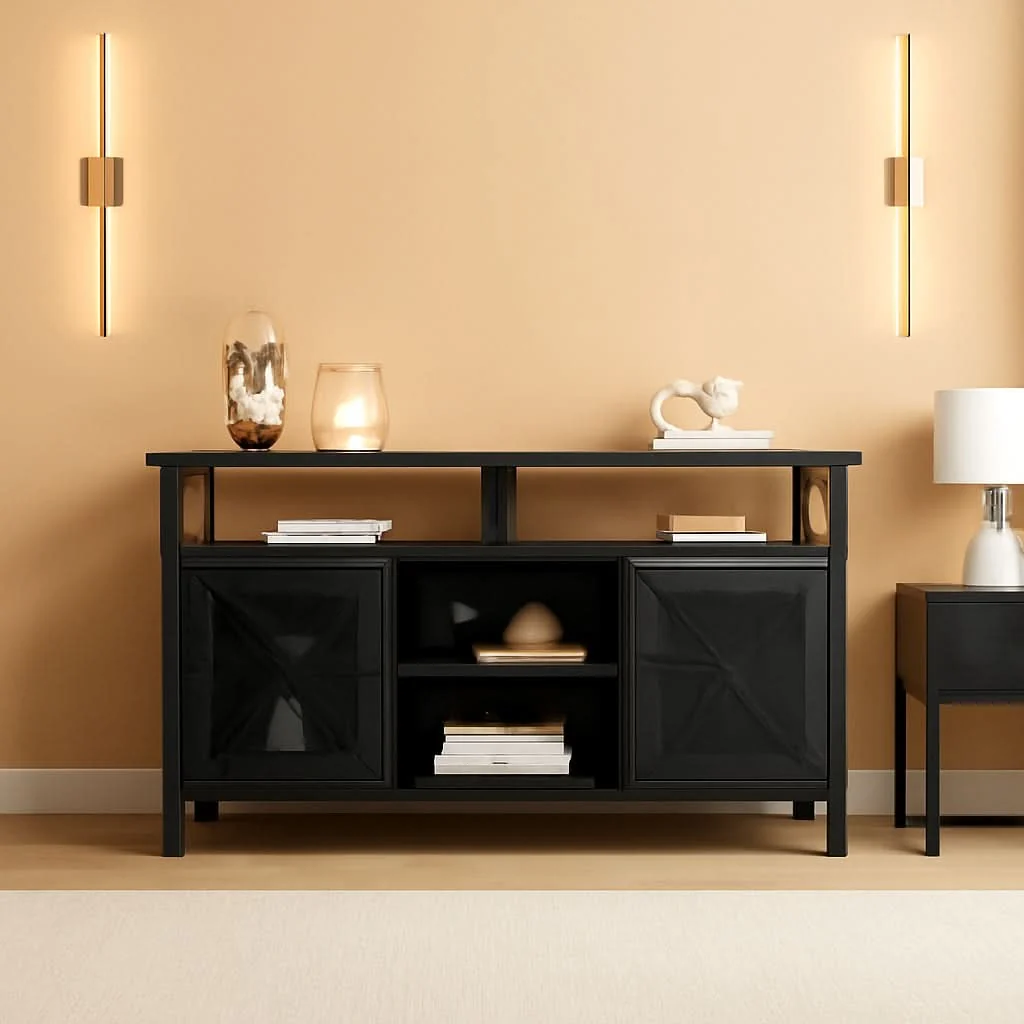 Excellent 55 Inch TV Stand With Storage Console Industrial Farmhouse Recyclable