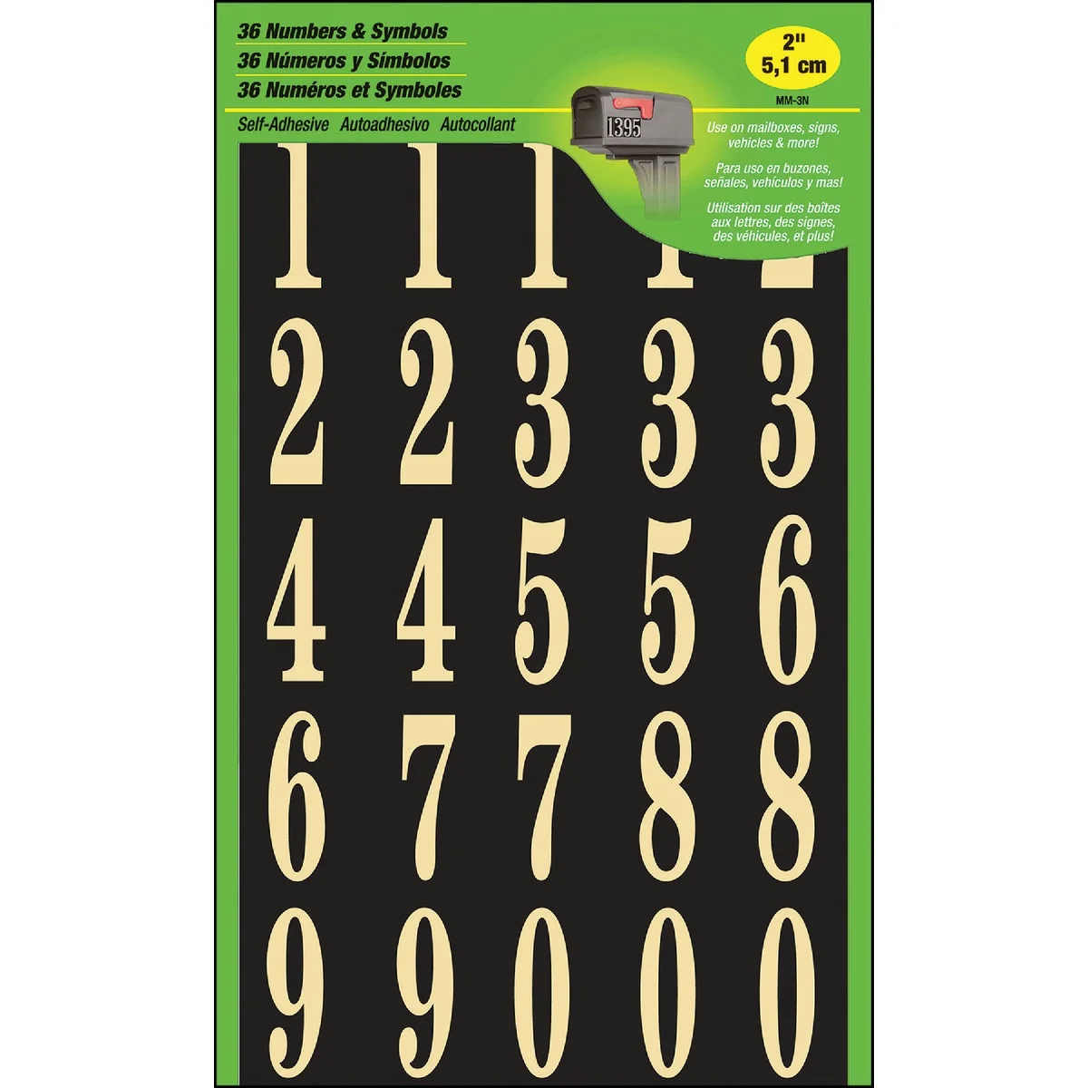 Sophisticated Hy-Ko 2 In. Polyester Adhesive Number Set 36 Numbers Flexible