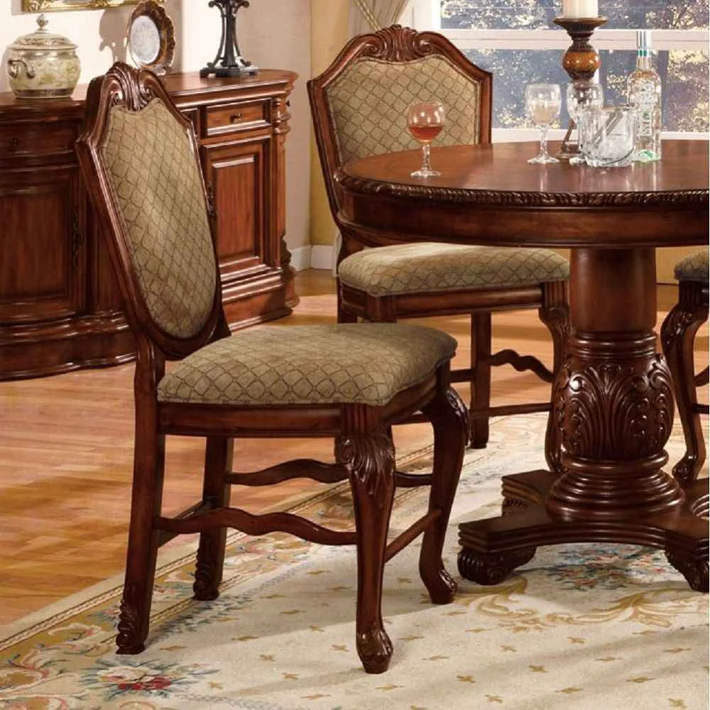 Soft Chateau De Ville – Counter Height Chair Set of 2 – Fabric Cherry Superior