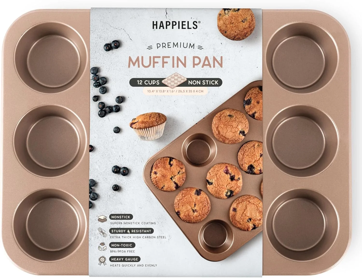 Prestigious Non Toxic Nonstick 12 Cup Muffin Pan Pfoa BPA Nontoxic Cupcake Tin Non Stick Muffin Pans Muffin tins Cupcakes Tray Lightweight