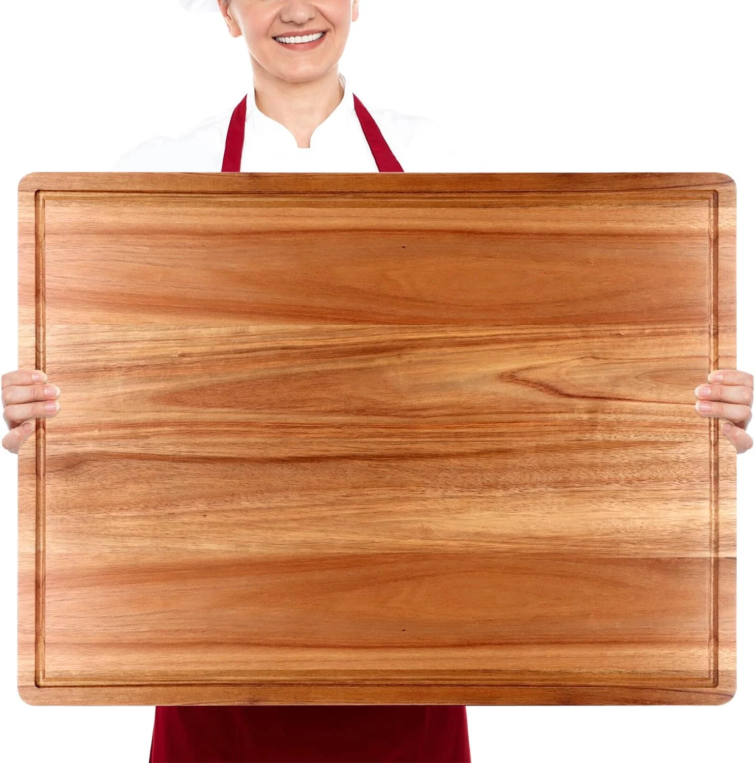 Secure 24 x18 XXL Extra Large Acacia Wood Cutting Boards for Kitchen Meat Big Wooden Cheese Charcuterie Board Hardwood Solid Chopping Board Bread Thick Innovative