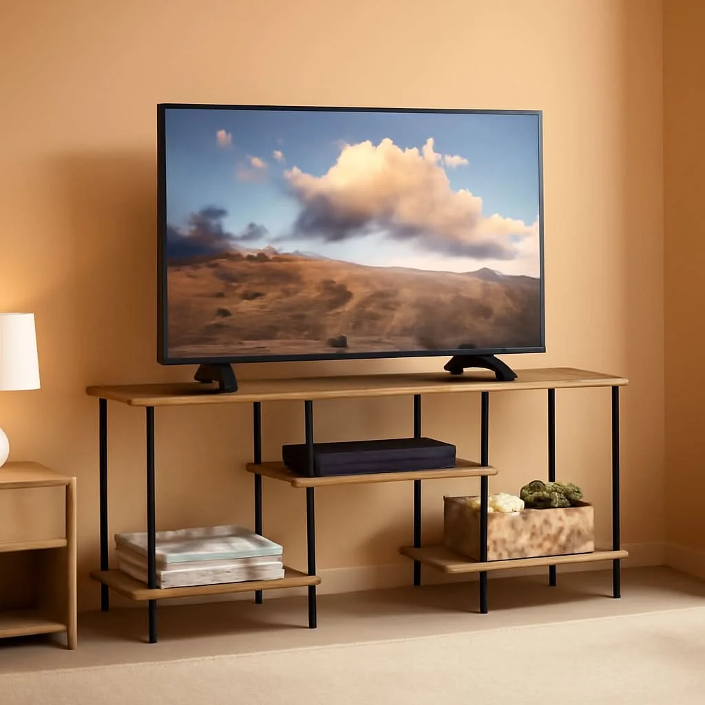 Breathable Brown 45 Inch Industrial Television Entertainment Center Exceptional