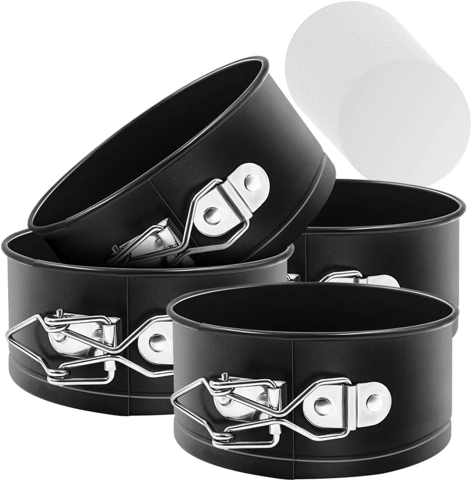 High-Performance MASSUGAR 4 Inch Springform Pan 4 Pack Mini Cake Pan Cheesecake Pan Healthy