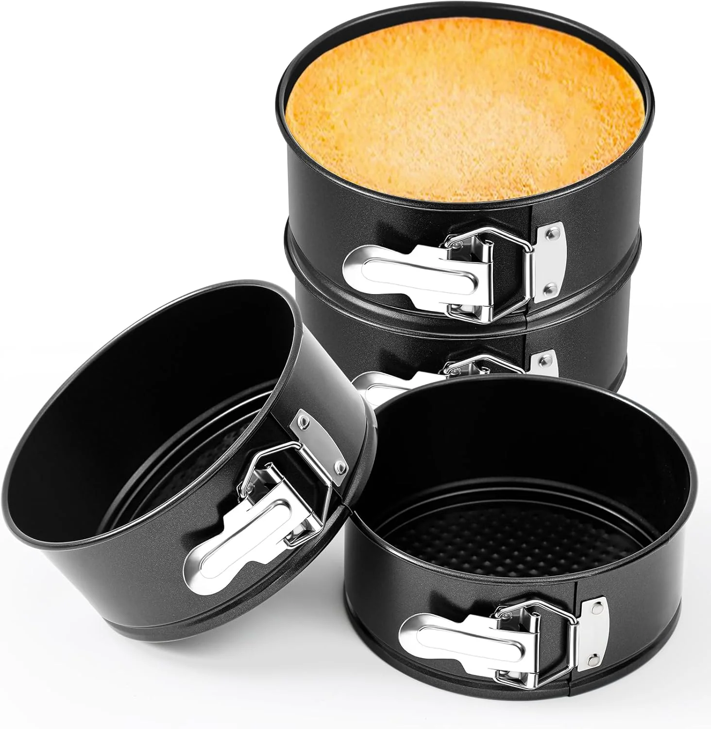 Elite 4 Pcs 6 Inch Non Stick Springform Pan with Removable Bottom Carbon Steel Cheesecake Pan Round Springform Cake Mold with Stainless Steel Spring Artisan