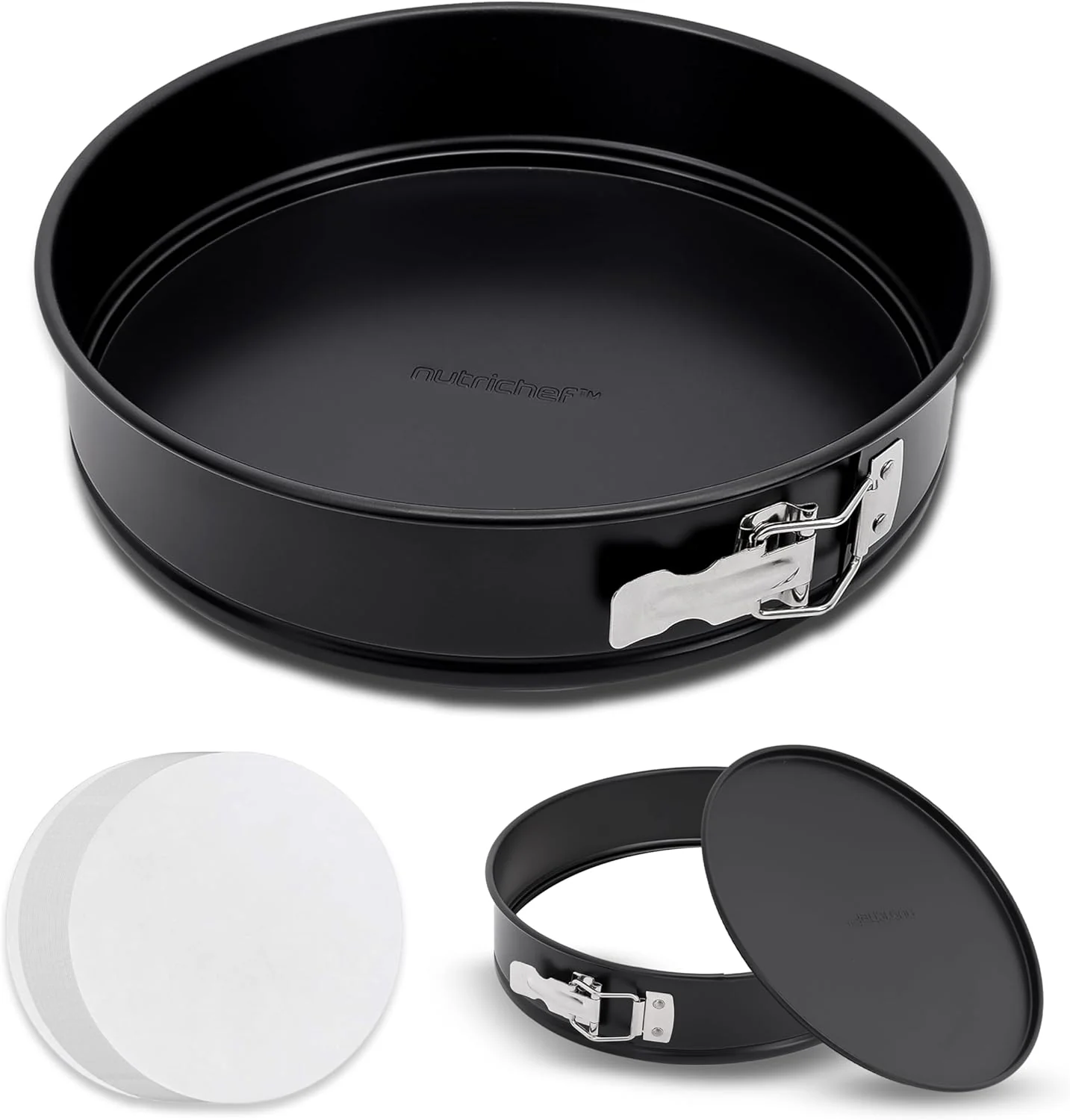 Authentic NutriChef 9 Inch Nonstick Cheesecake Springform Cake Pan Stainless Steel Clasp Removable Bottom Durable Stainless Steel Cheesecake Pan High-Grade