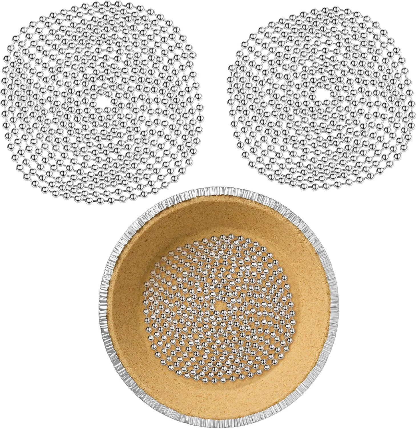 Flexible Ferraycle 2 Pcs Pie Weights Baking Beads Stainless Steel Chain 6 Ft 10 Ft Blind Baking Pie Weights Bead Chain Stainless Steel Links Pastry Crust Edge Protectors Reusable Oven-safe Kitchen Pure