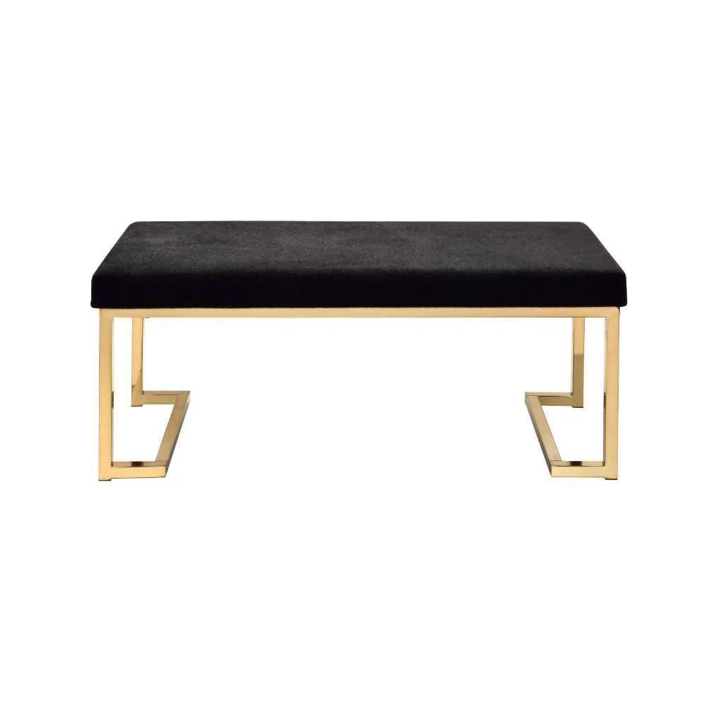 Fine Boice – Bench – Black Fabric Champagne Fine Crafted