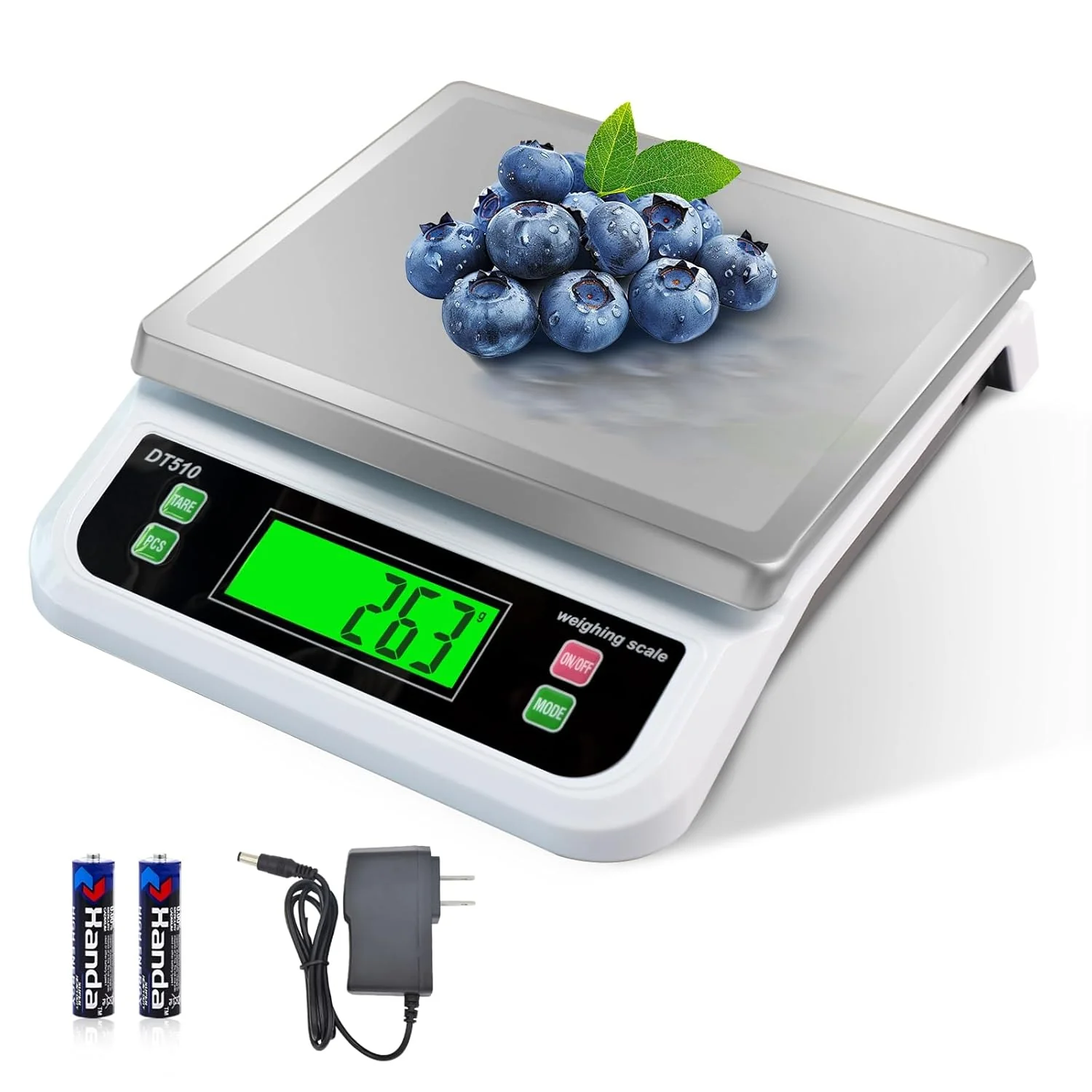 Casual Large Digital Kitchen Scale 40kg 88lbs Commercial Food Scale with Tare and PCS Funtion for Parts and Coins LCD Display Stainless Steel Baking Scale Excellent