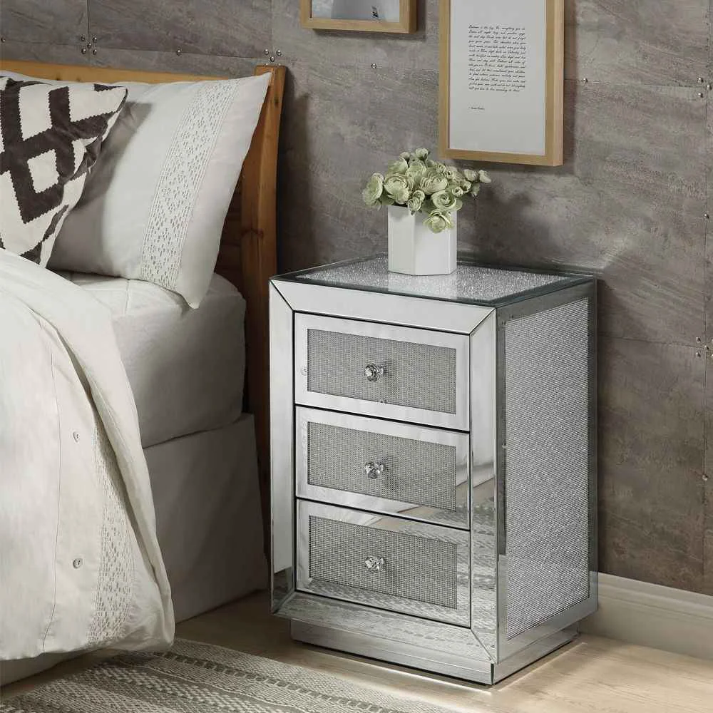 Reusable Noralie – 18 X 14 Accent Table – Mirrored Faux Diamonds Verified