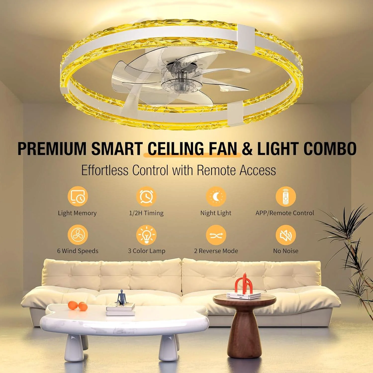 Organic 20Inch Flush Mount Ceiling Fan With Dimmable Lights Unique