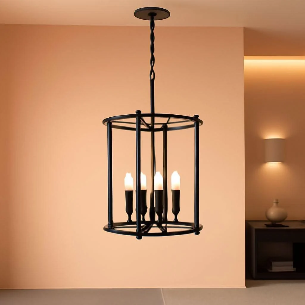 High-Performance Industrial Black Chandelier Adjustable Height Ceiling Light User-Friendly