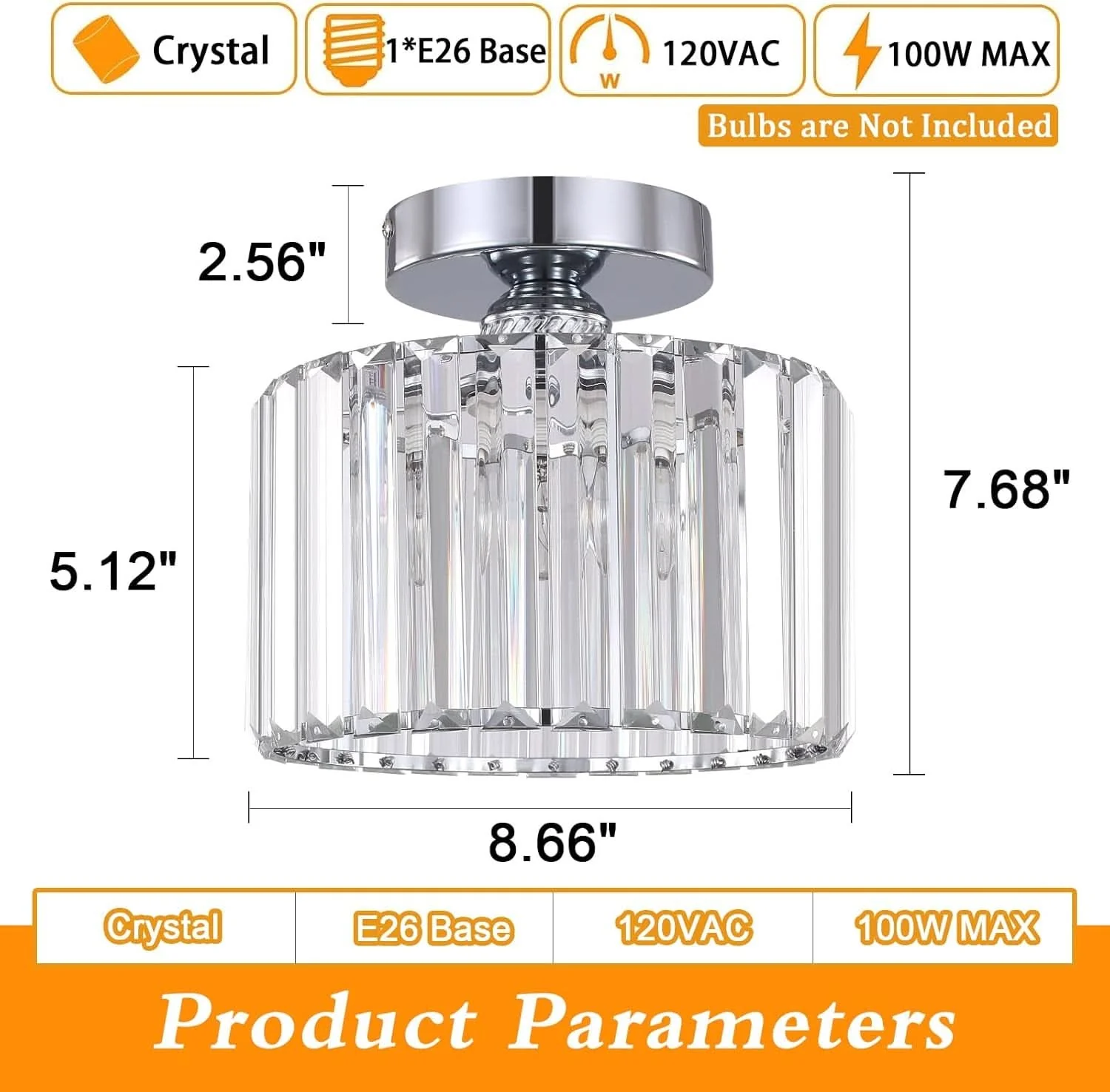 Minimalist Semi Flush Crystal Chandelier Silver Ceiling Light Relaxed