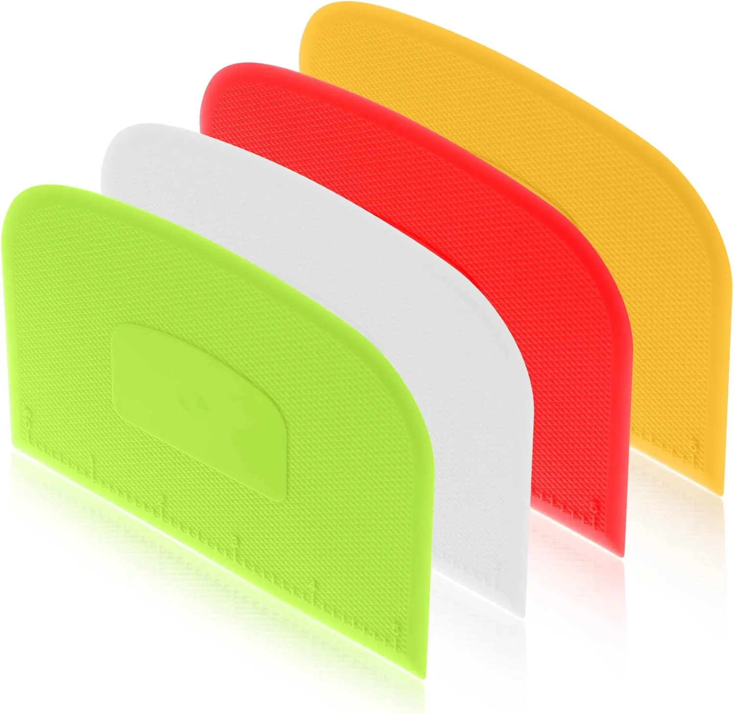 Efficient 4 Piece Plastic Dough Scraper Bowl Scraper Flexible Multipurpose Food Scraper Plastic Dough Cutter for Bread Cake Dough Fondant Icing White Green Consistent