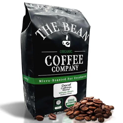 Sustainable The Bean Organic Coffee Co. Decaf California Blend 80 Ounce Detailed
