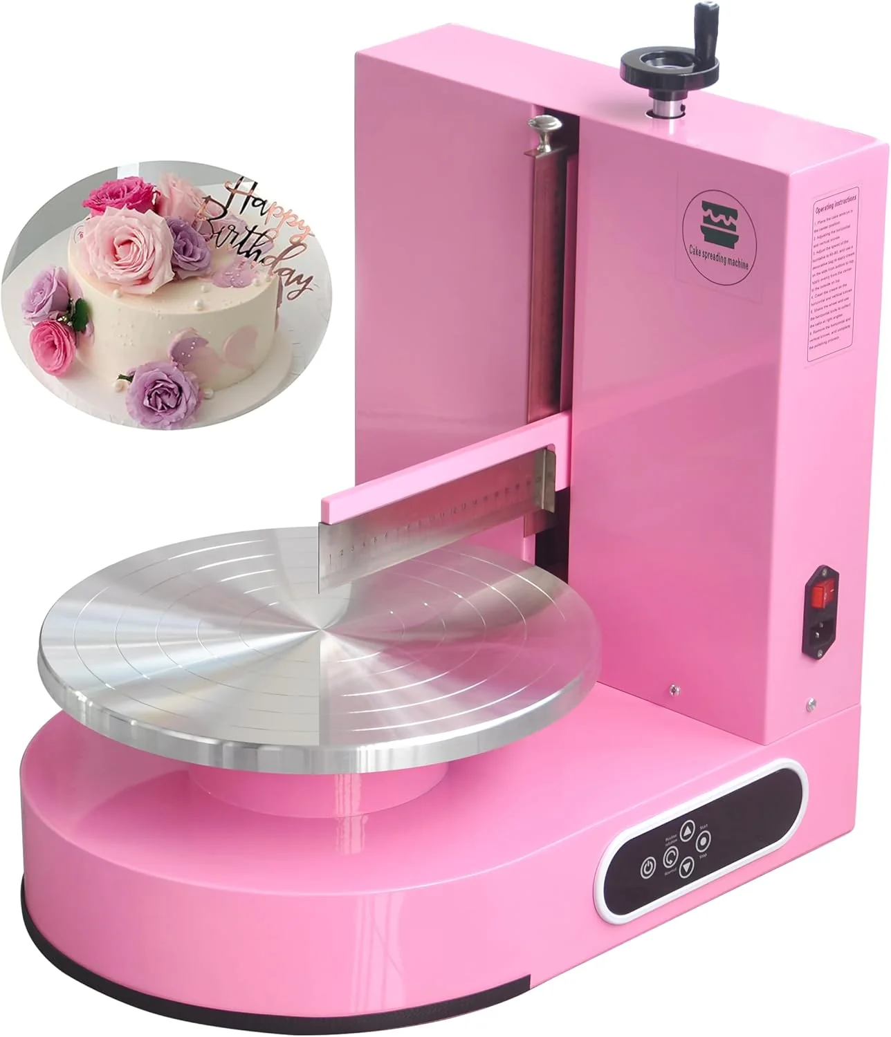 Effective Semi Automatic Birthday Cake Smoothing Coating Machine AC110V 4-14in Cake Cream Spreading Machine Top-Quality