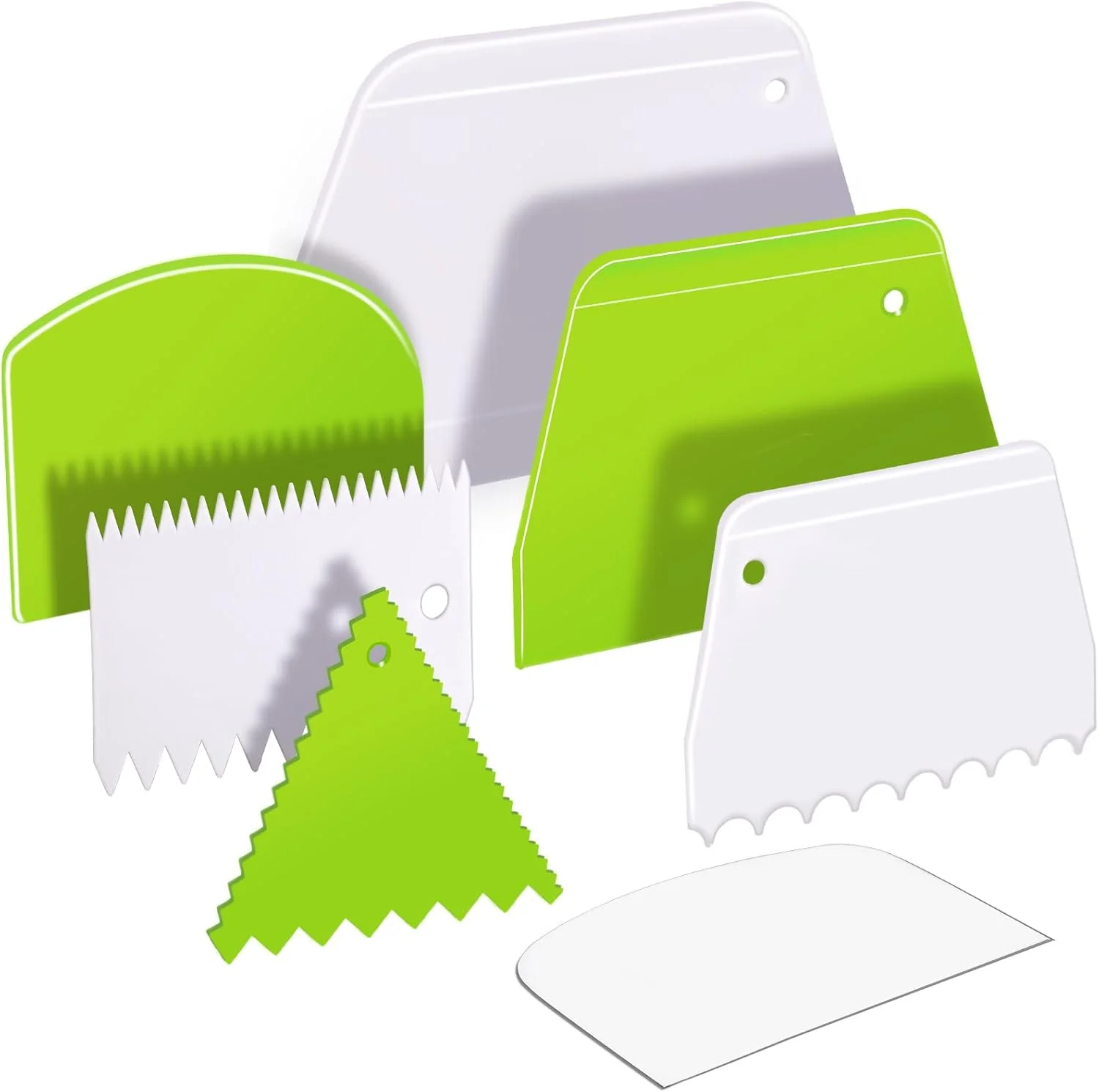 Fashionable Teenitor 7 Pcs Cake Scraper Bench Scraper Dough Scraper Cake Smoother Bowl Scraper Cake Cutter Cake Decorating Kit User-Friendly