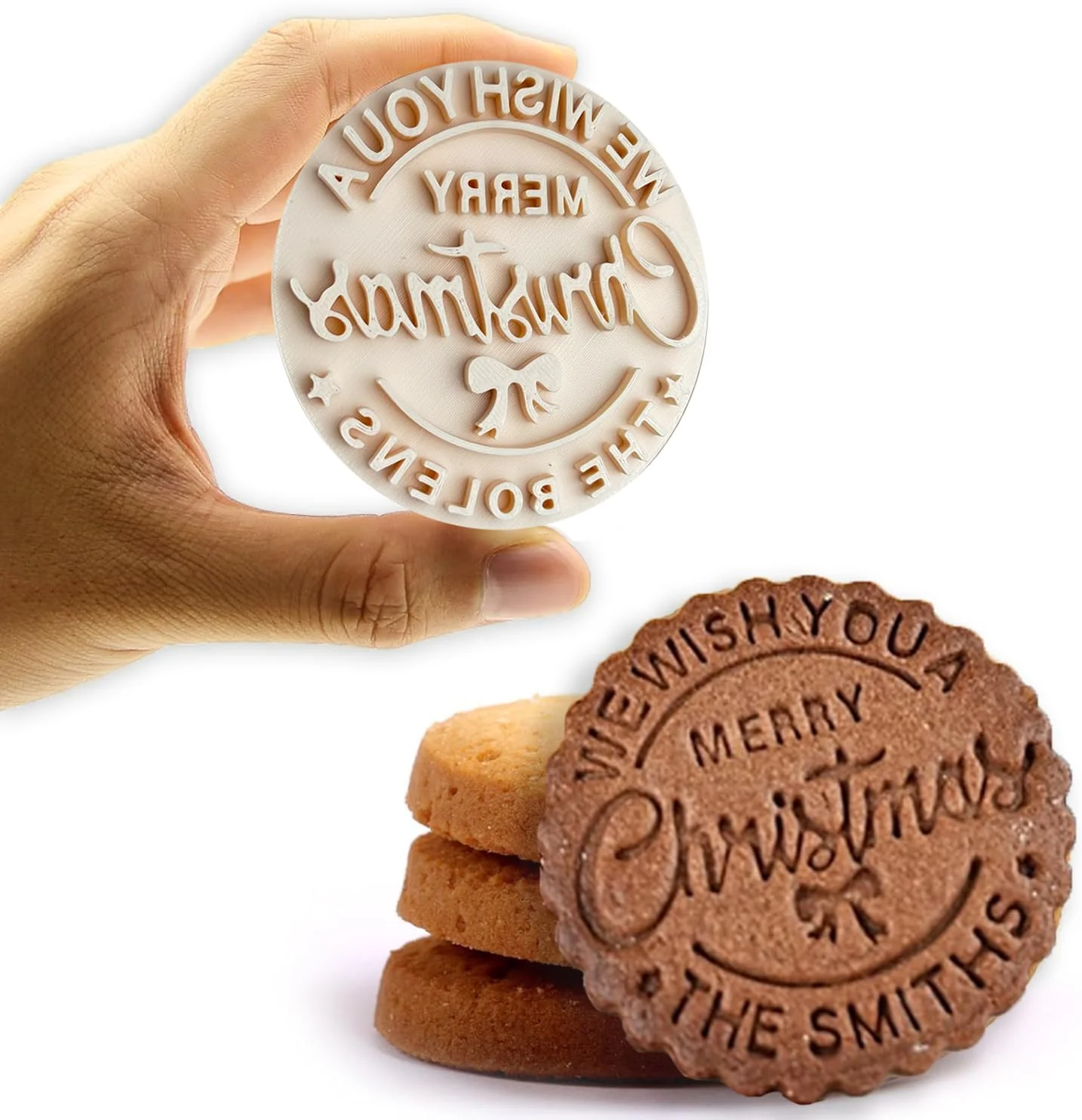 Advanced Personalized Family Cookie Stamps Customizable Last Name 3D Christmas Cookie Stamps For Fondant Frosting Decorating Cakes Molasses Cupcakes Great Official