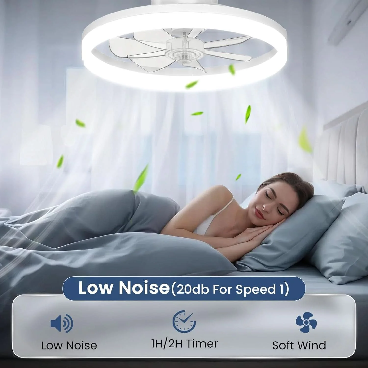 Prestigious White 20 Inch Contemporary Ceiling Fan With Lighting Fast