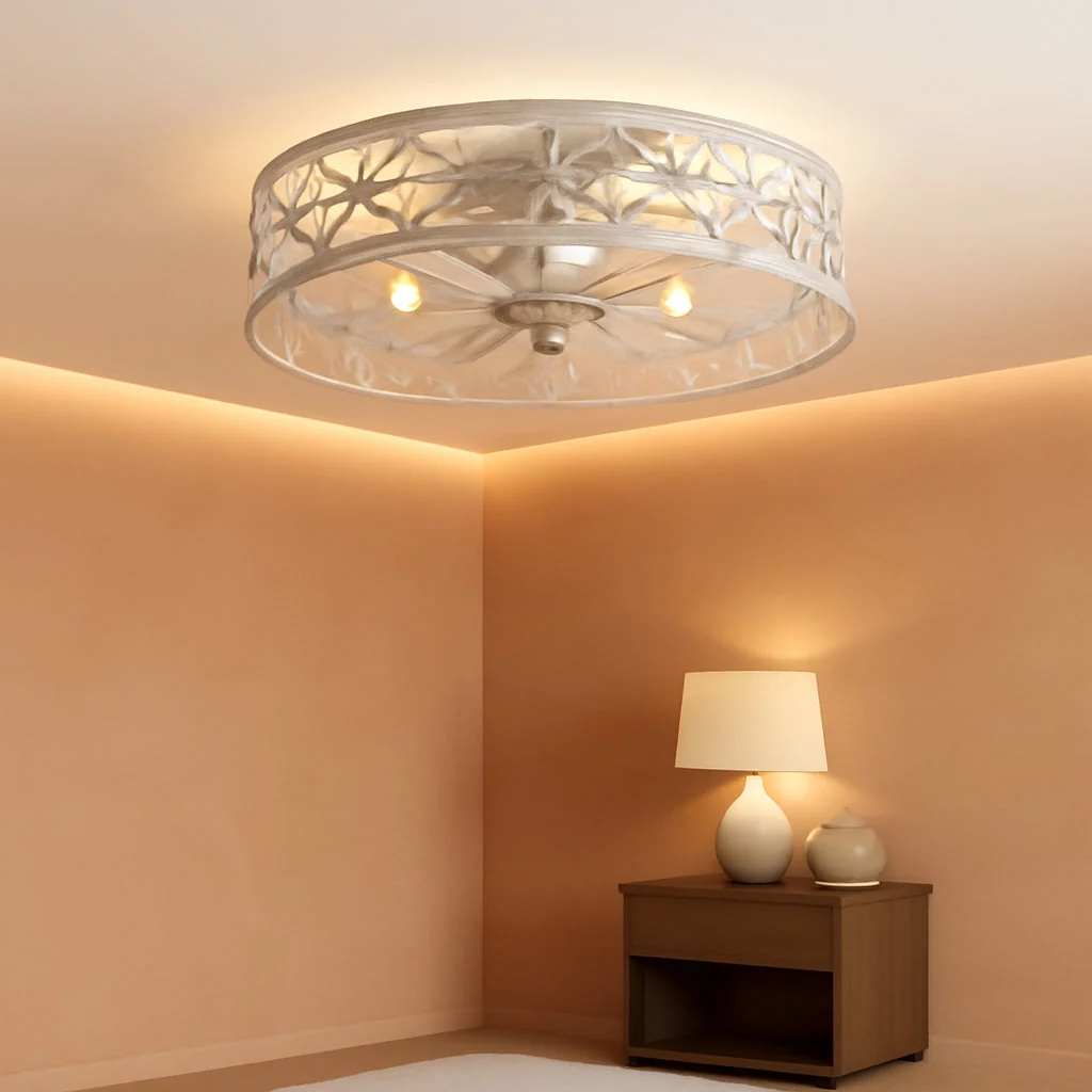 Advanced Contemporary 23 Inch White Gold Caged Ceiling Fan Trendy