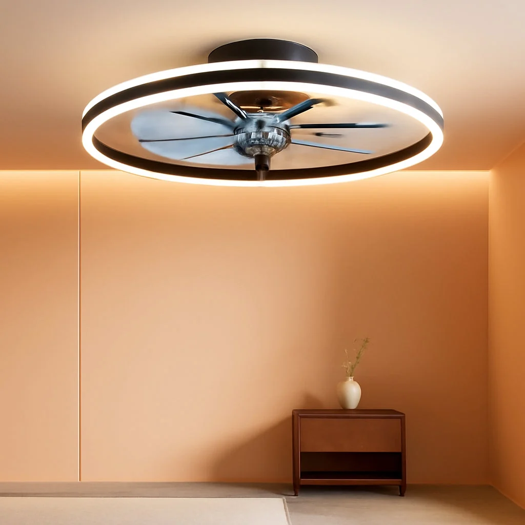 Original Design Bladeless Low Profile Ceiling Fan Featuring Dimmable Lighting Verified