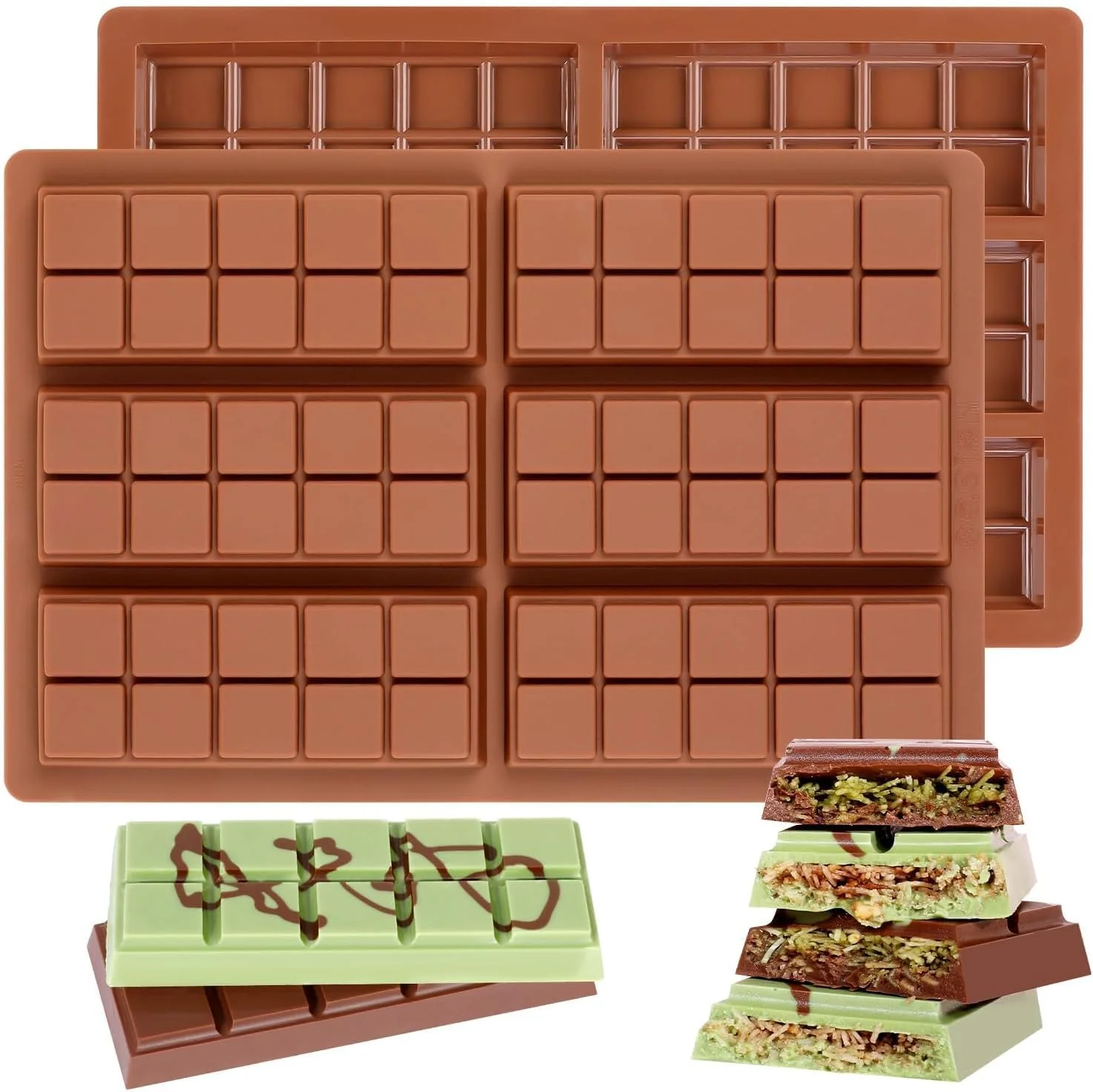 Next-Generation Chocolate Molds – Non-Stick Chocolate Bar Mold Break Apart Chocolate Bar Maker Food Grade Deep Chocolate Bar Mold For Making Candy Knafeh Pistachio Original Design
