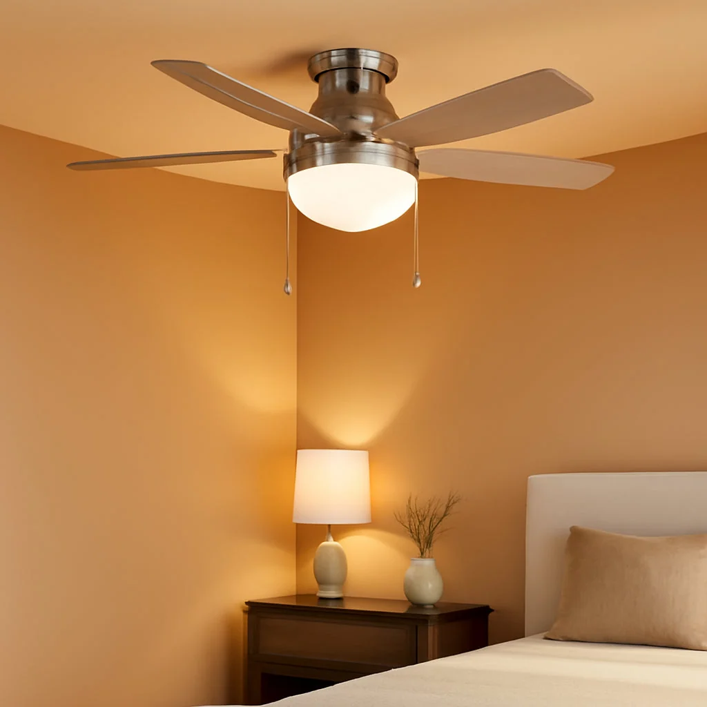 High-End Anslee Brushed Nickel Flush Mount Ceiling Fan Elite