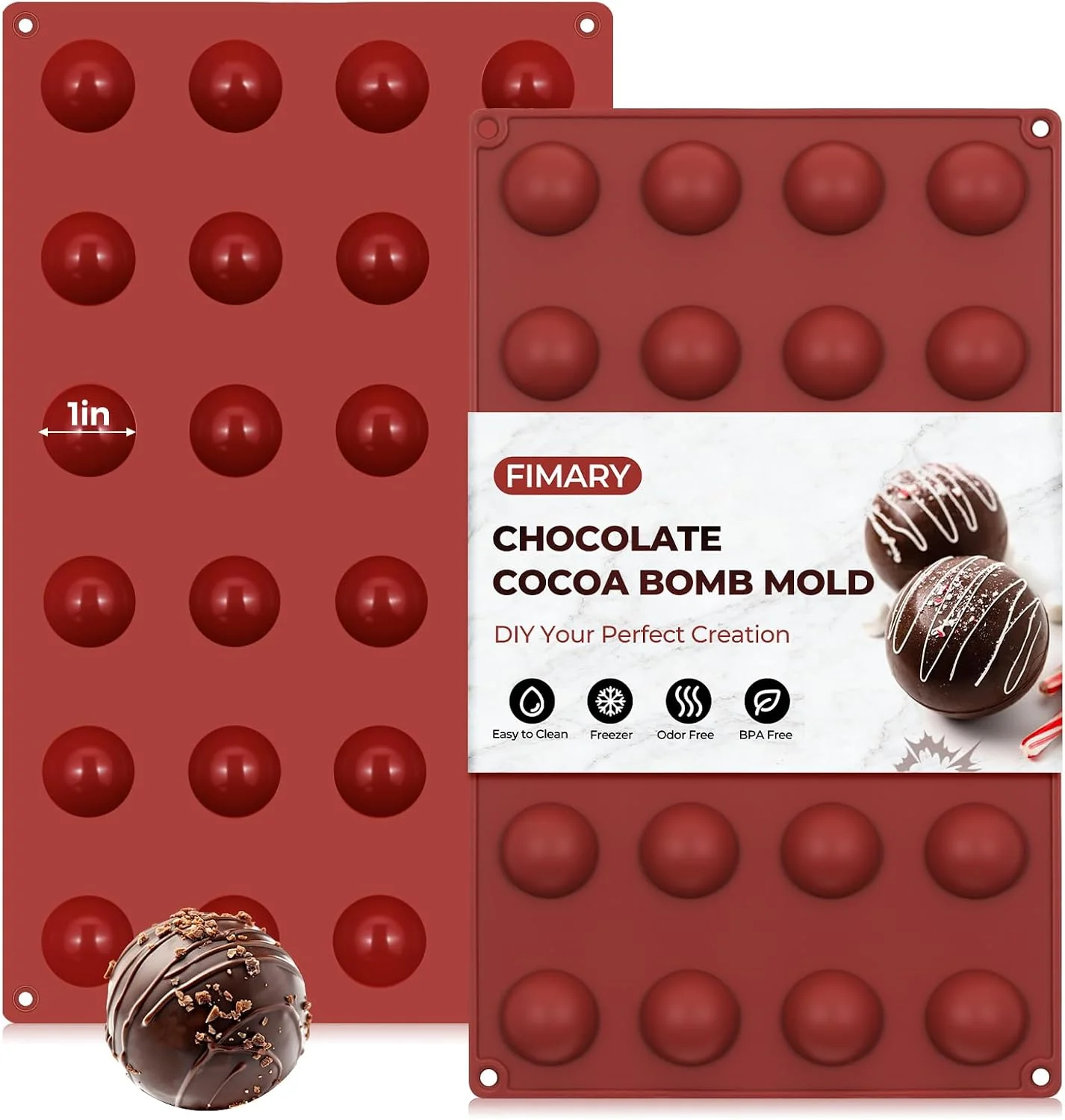 User-Friendly 24 Holes Silicone Hot Chocolate Bomb Molds 2 Packs Mini Semi Sphere Mold 1 Half Sphere Silicone Baking Molds for Making Chocolate Cake Jelly Dome Mousse Relaxed