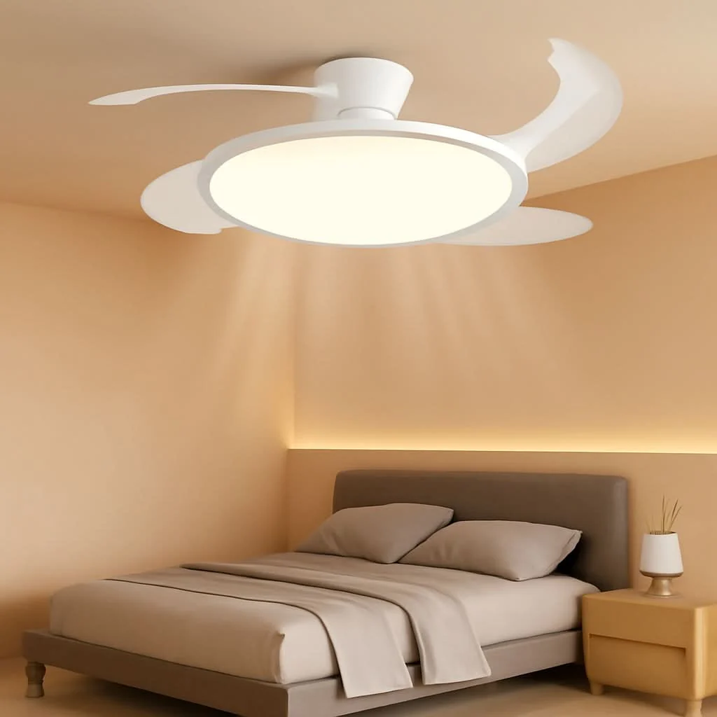 Clean 42 Inch Retractable Ceiling Fan Featuring Lighting Reliable