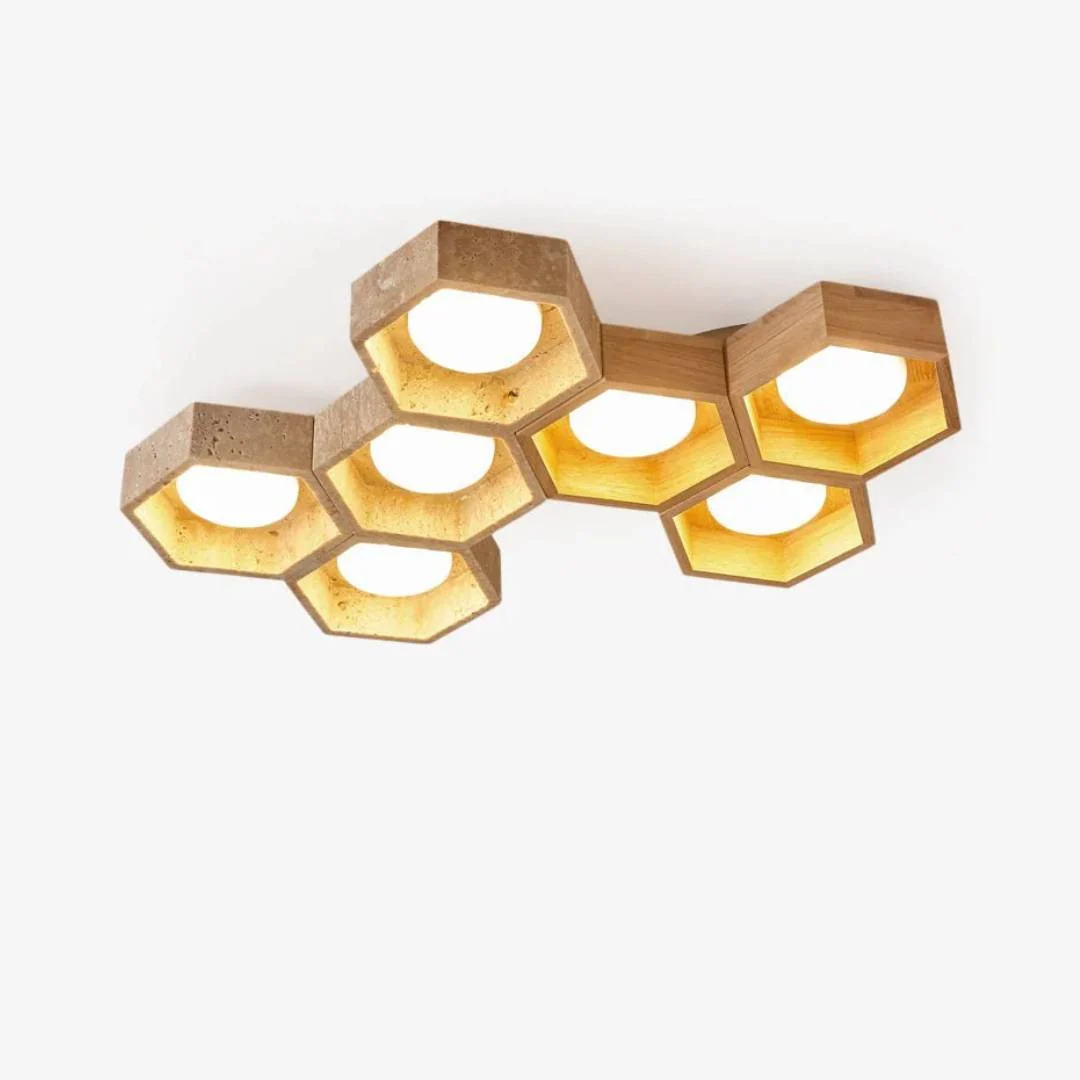 Comfortable Hexa Travertine Ceiling Lamp Innovative