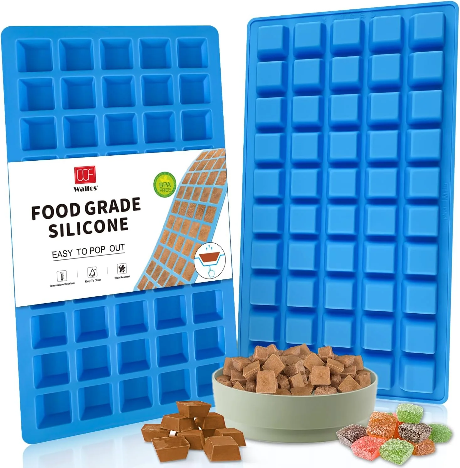 Next-Generation Walfos Square Silicone Molds Silicone Dog Treat Molds for Baking and zing Non-Stick Food Grade Silicone Baking Molds for Puppy Dog Treats Chocolate Candy Jelly Mini Ice Cubes 2 Packs. Enhanced