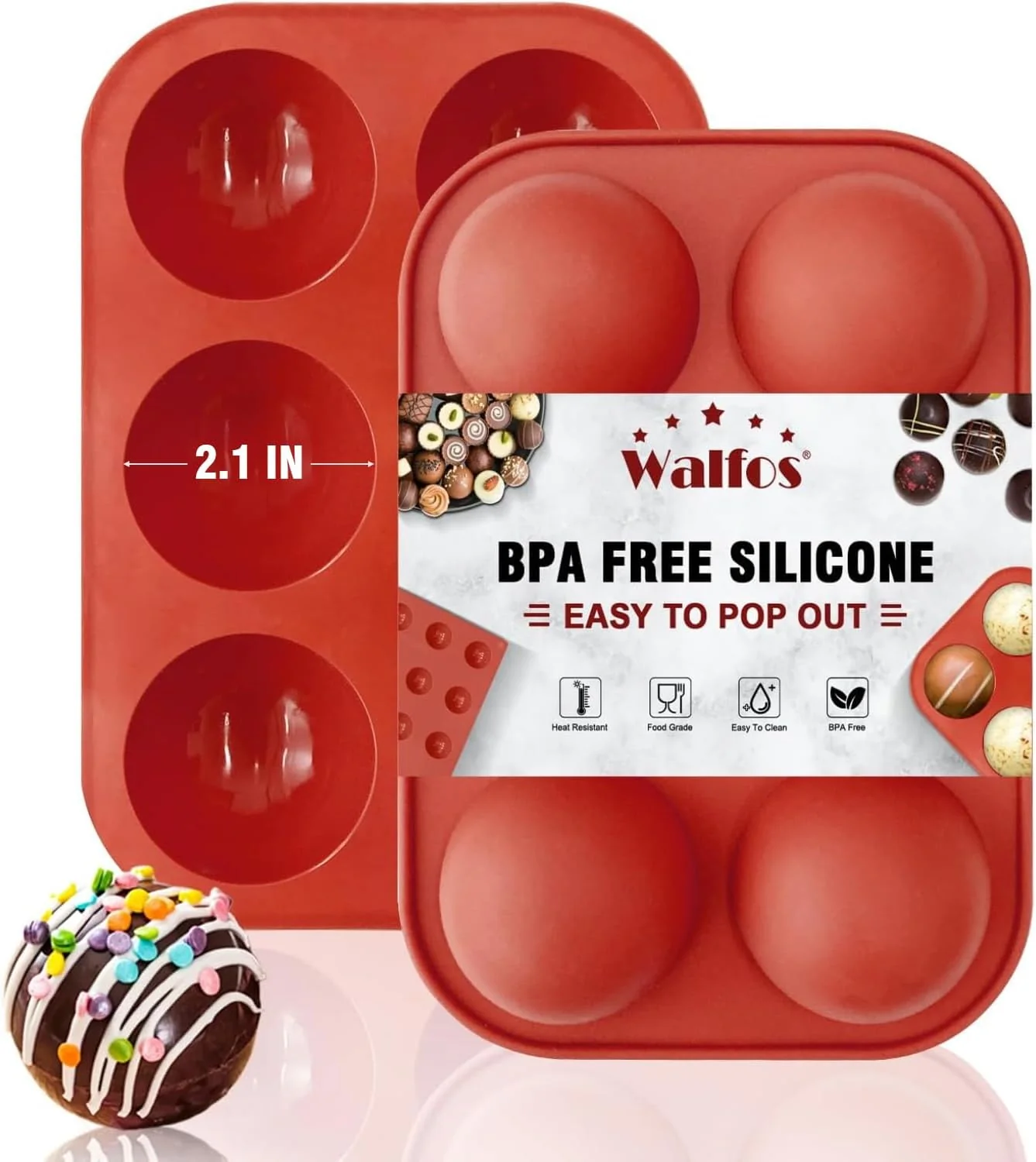 High-End Silicone Hot Chocolate Bomb Mold Medium Semi Sphere Silicone Mold 2 Packs Half Sphere Silicone Baking Molds for Making Chocolate Cake Jelly Practical