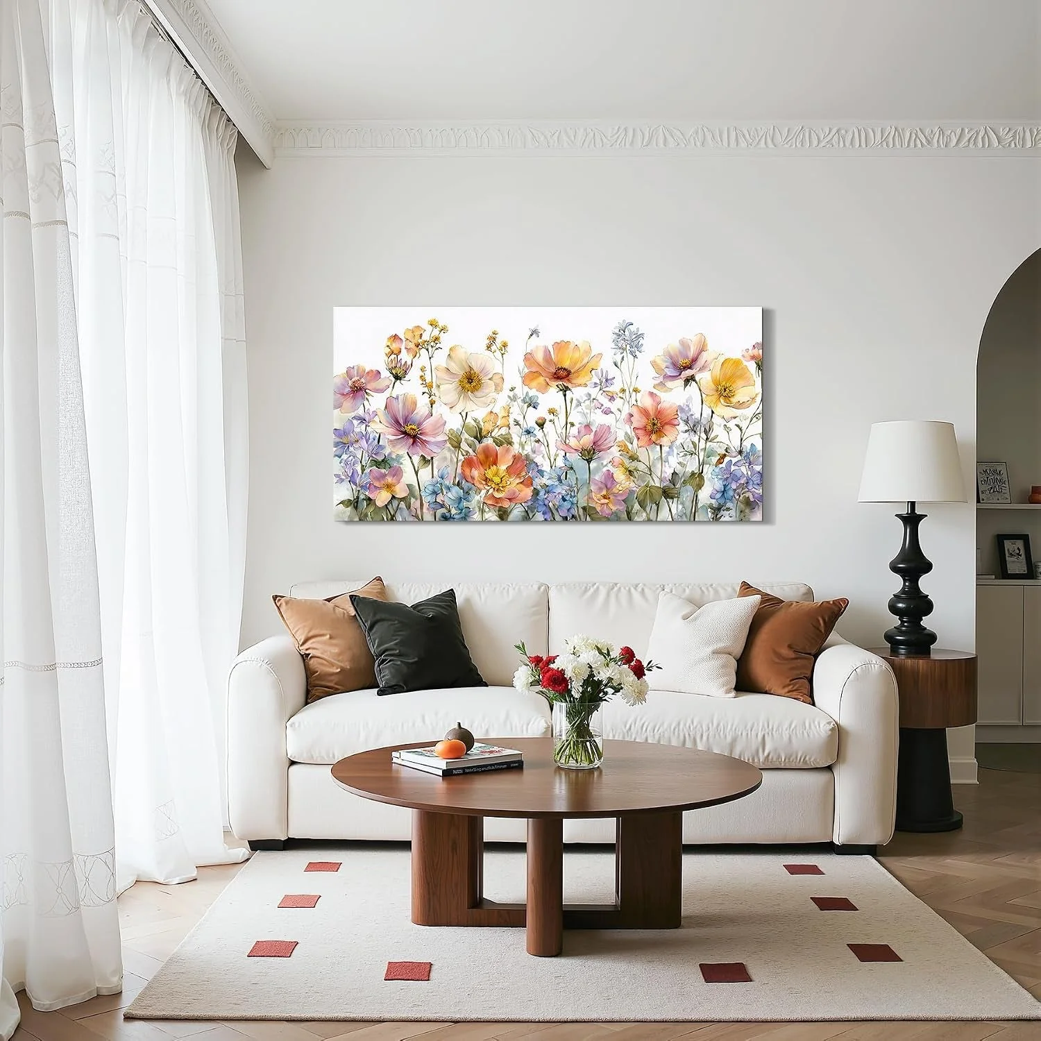 Soft NatureInspired Floral Wall Art Canvas 20×40 Inches Functional