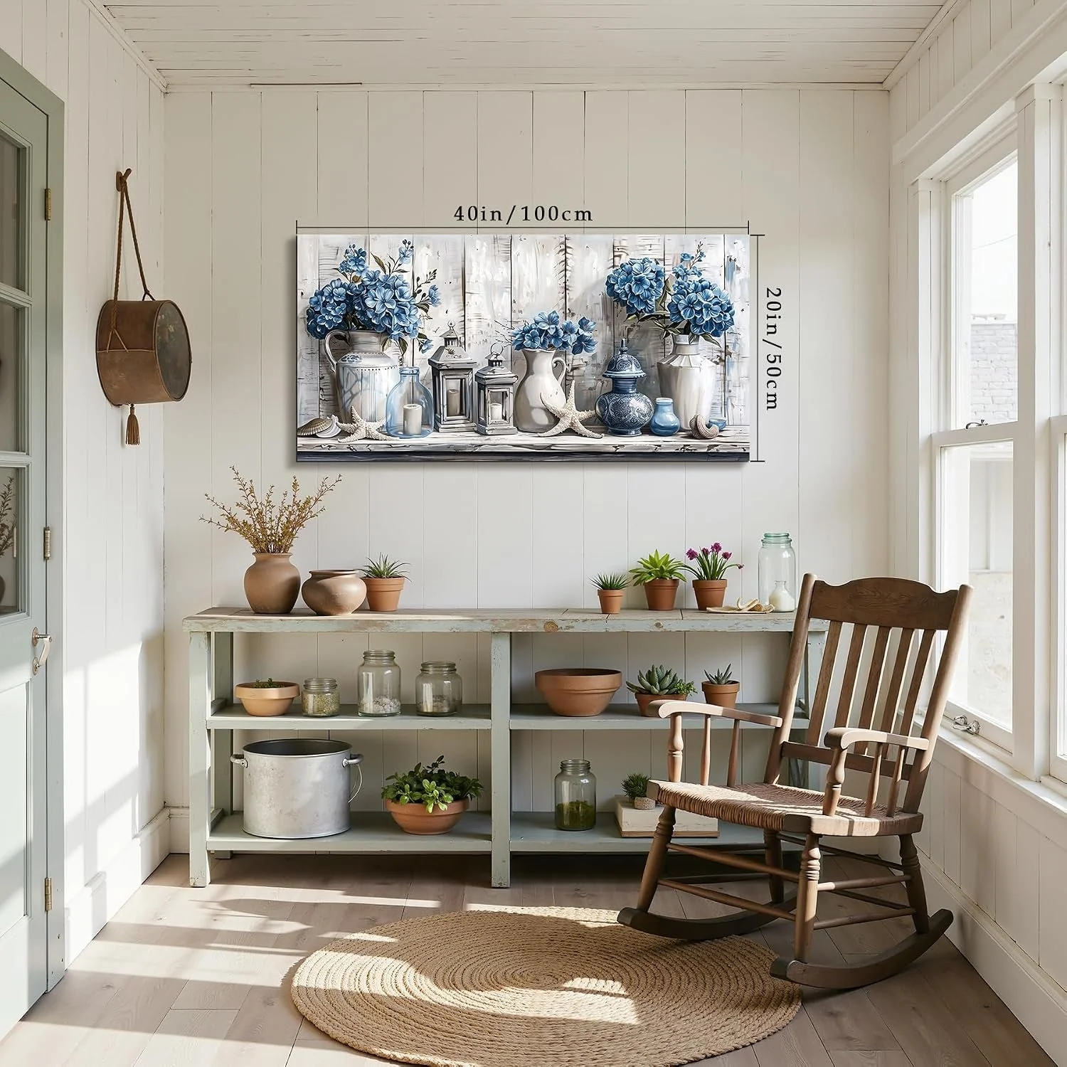Elite Blue Hydrangea Floral Wall Art Gallery Canvas Artwork Dependable
