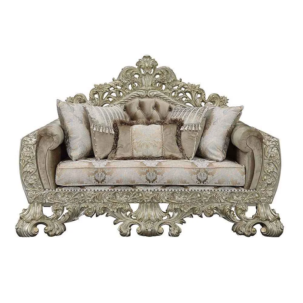 User-Friendly Sorina – Loveseat With 5 Pillows – Velvet Fabric Antique Gold Luxury