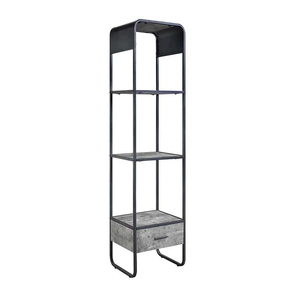 Elegant Raziela – TV Stand Side Pier – Concrete Gray Black Unique