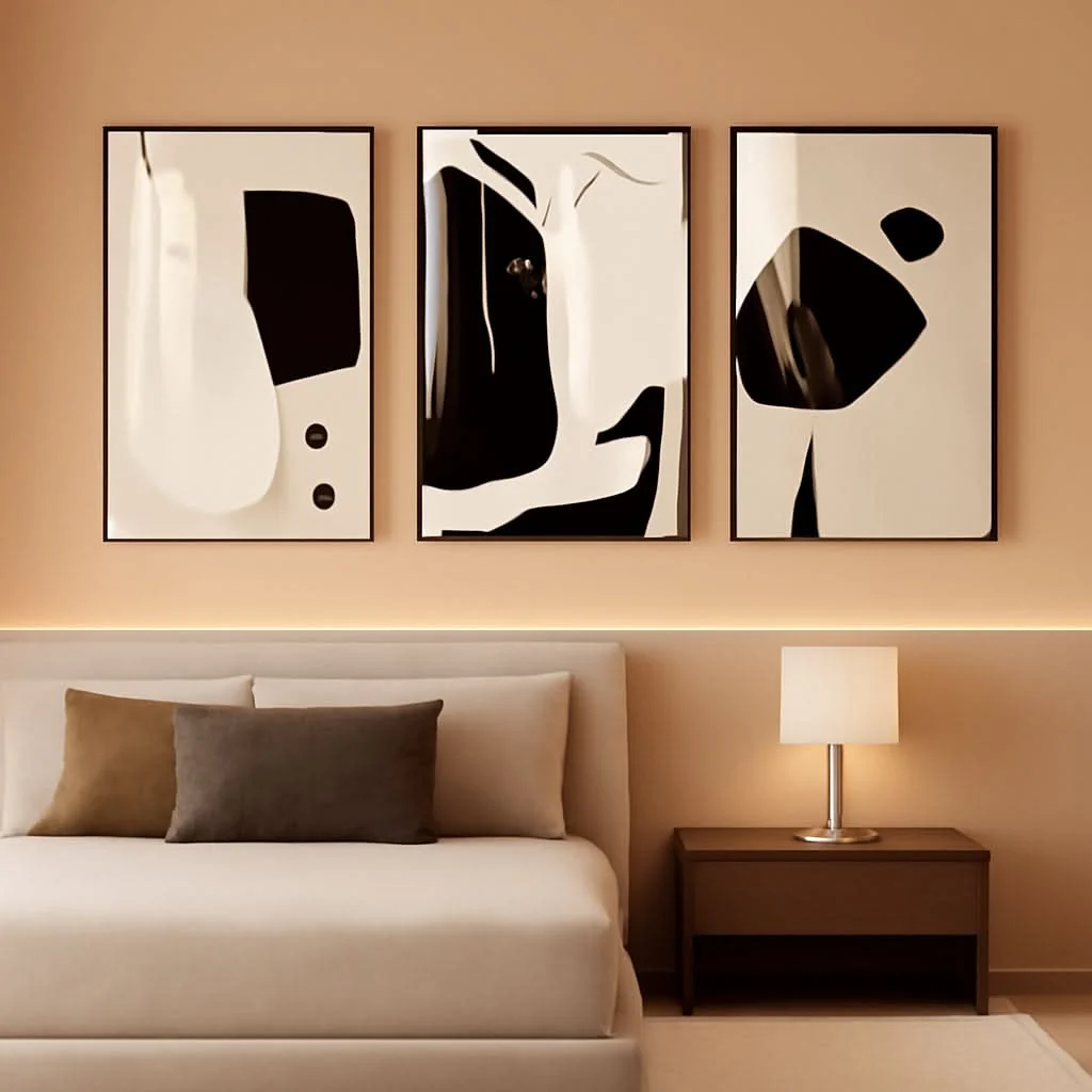 Premium Material White Contemporary Framed Wall Art 16×24 Three Panel Sophisticated