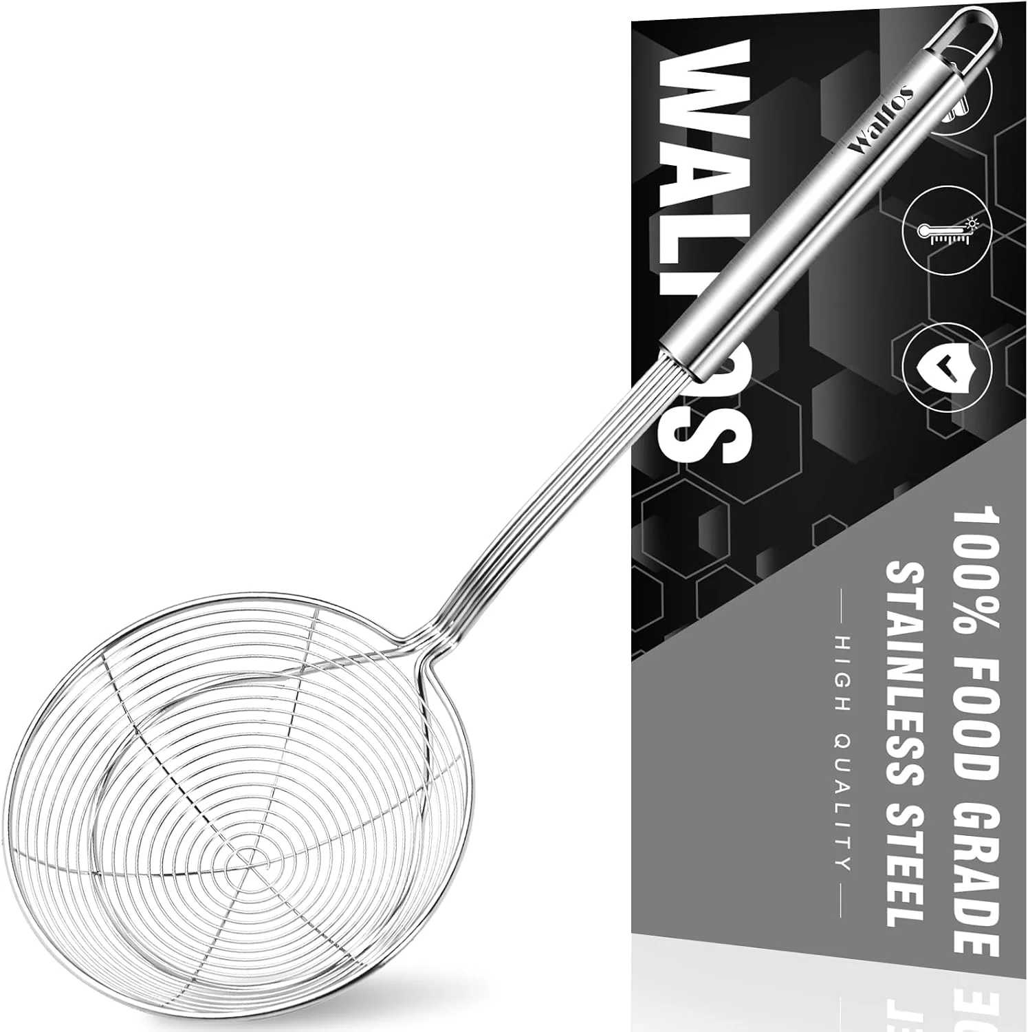 Solid Walfos Spider Strainer – 5.5 Inch Stainless Steel Fryer Scoop Kitchen Spider Skimmer Strainer With Handle For Cooking Deep Fryer Pasta Spaghetti Noodle Vegetables Egg Efficient