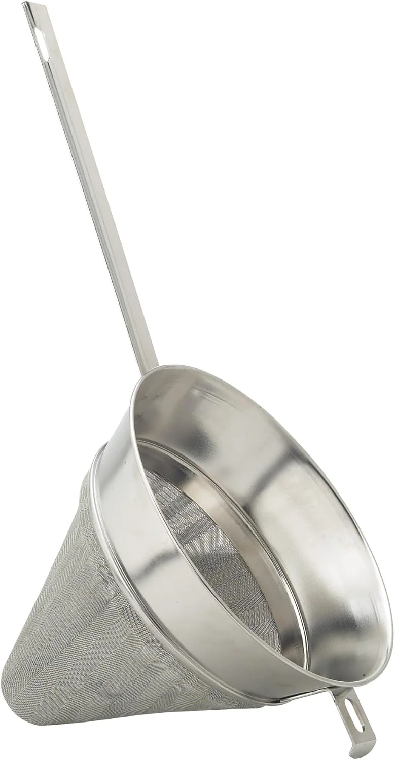 World-Class HIC Kitchen Chinois Fine-Mesh Cone-Shaped Sieve 18 8 Stainless Steel 7-Inch Diameter Lightweight