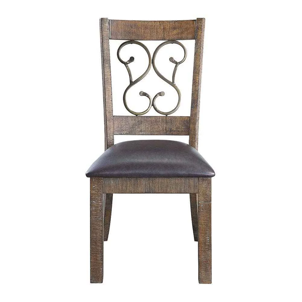 Long-Lasting Raphaela – Side Chair Set of 2 – Black Synthetic Leather Weathered Cherry Innovative