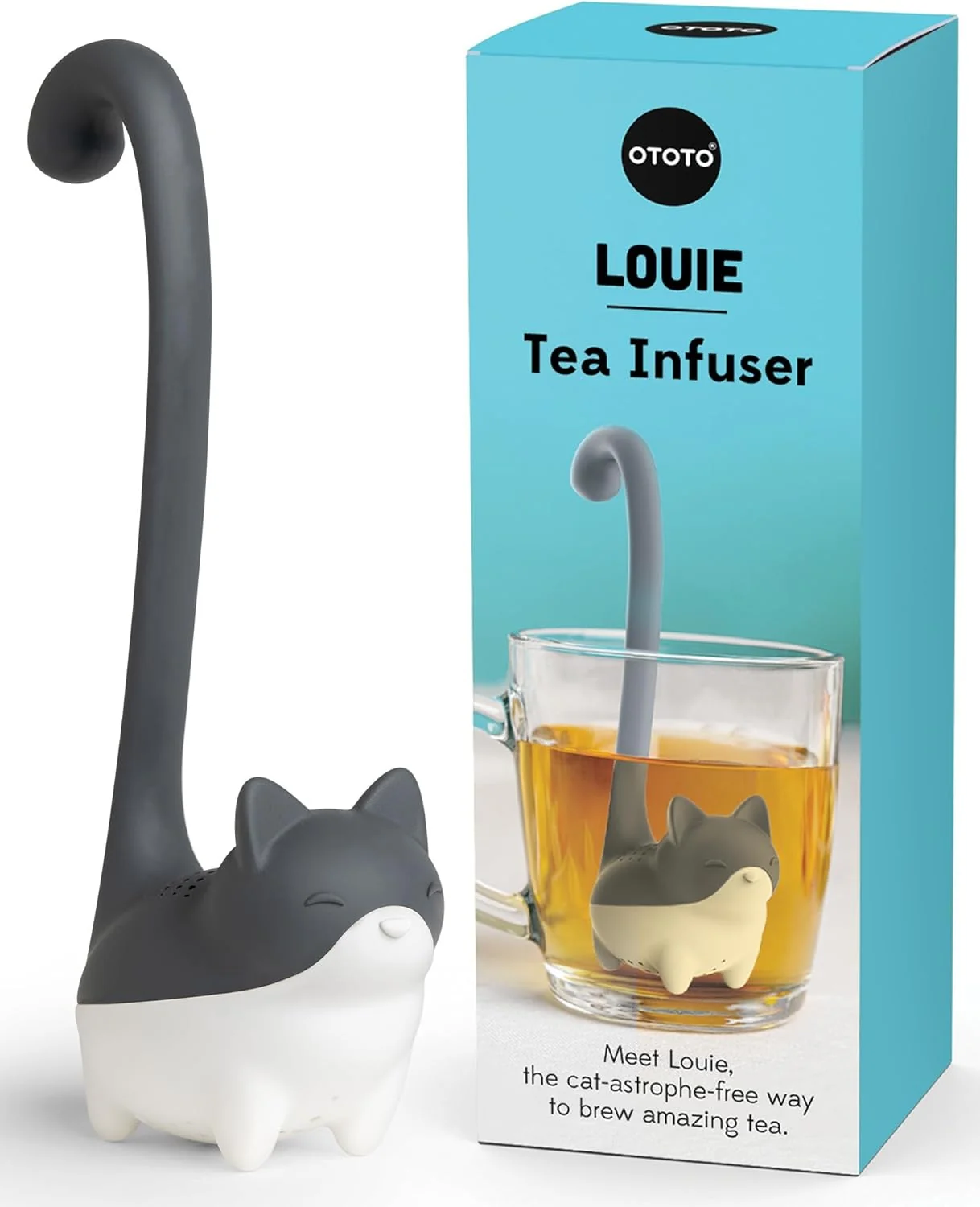 Exceptional Ototo Louie Cat Tea Infuser – Cats Loose Leaf Steeper Diffuser Tea Strainer Accessories Cute Gifts for Cat Lovers White Elephant Gifts Natural