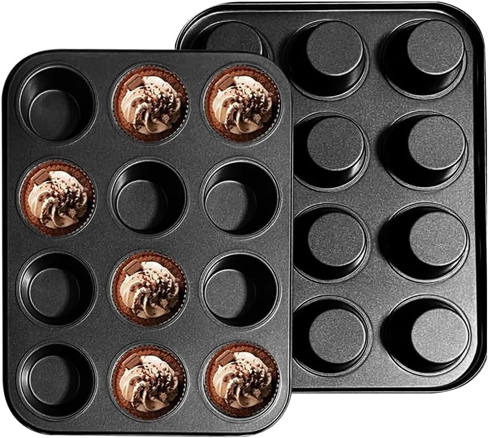 Top-Quality Muffin Pan Cupcake Pan Set of 2 12-Cup Muffin Tin Non-Stick Bakeware Easy to Release and Clean Baking Molds Muffin Tray Exclusive