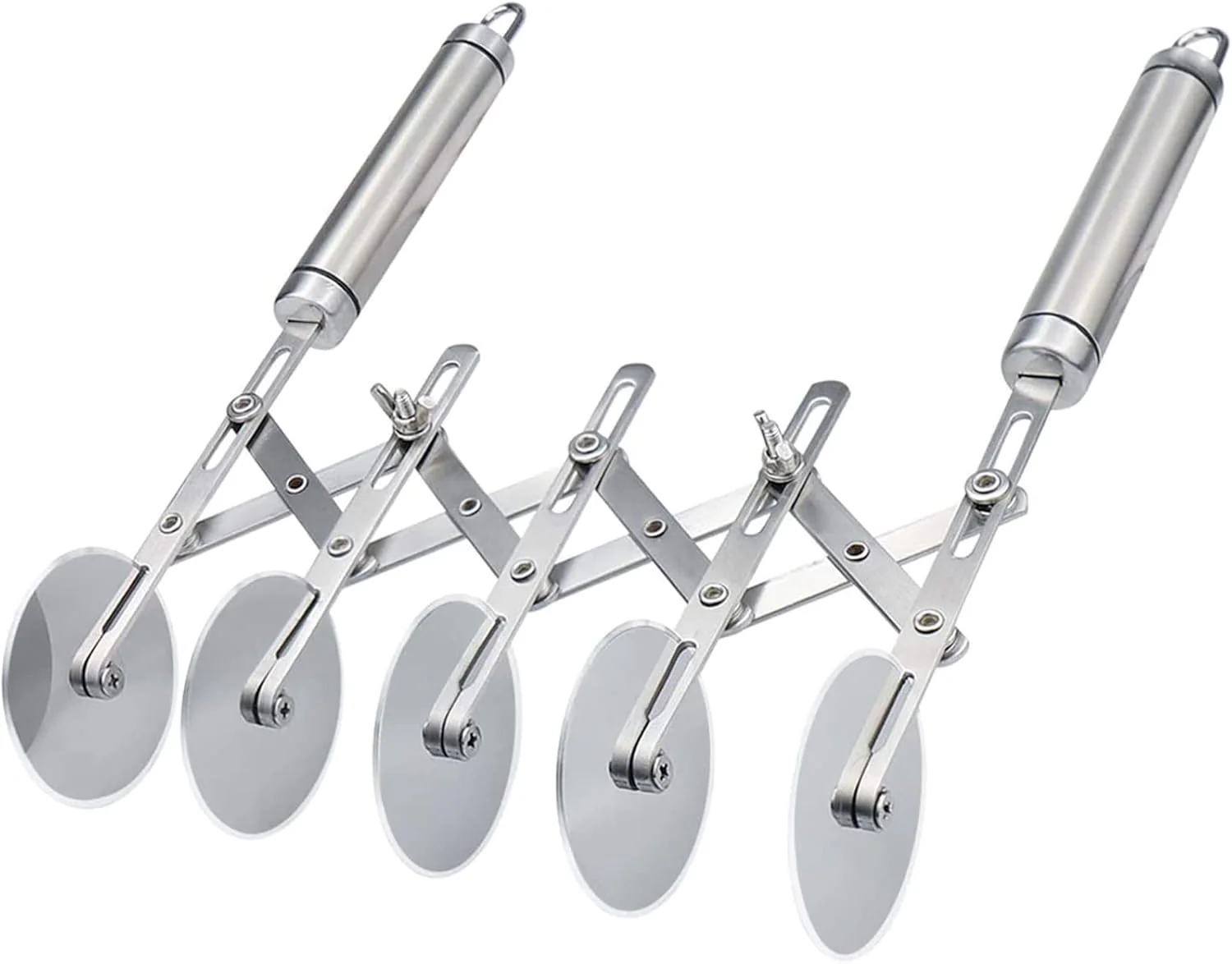 Fine Crafted 5 Wheel Pastry Cutter Stainless Pizza Slicer Multi-Round Dough Cutter Roller Cookie Pastry Knife Divider with Handle Verified