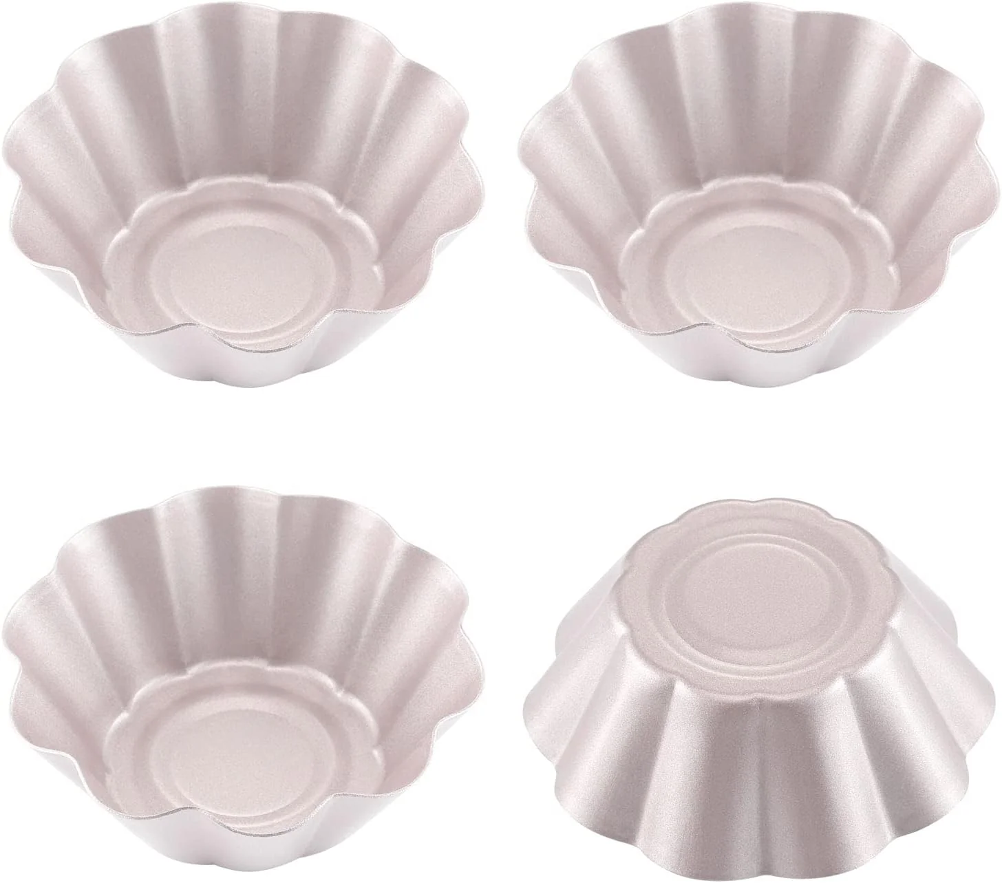 High-Performance Chefmade Mini Pudding Pan Set 3-Inch 4Pcs Non-Stick Egg Tart Mold Flower-shaped Pie Bread and Cake Pan Bakeware for Oven and Instant Pot Baking Next-Generation